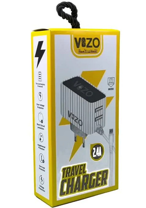 Kw300 2.4A Fast Travel Charger | Android Phone Charger with Data Cable -KW300 �Dual USB Wall Charger with Built-in Micro USB Cable - Charger For Mobile Phone