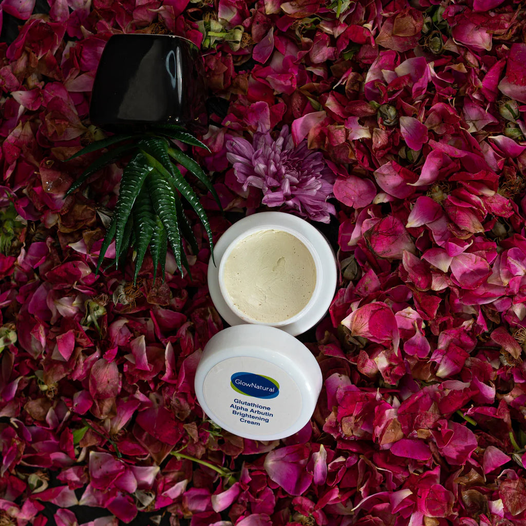 Glow Natural Glutathione and Alpha Arbutin Skin Brightening Cream 50g Advanced Formula for Even Skin Tone, Radiance, and Dark Spot Reduction
