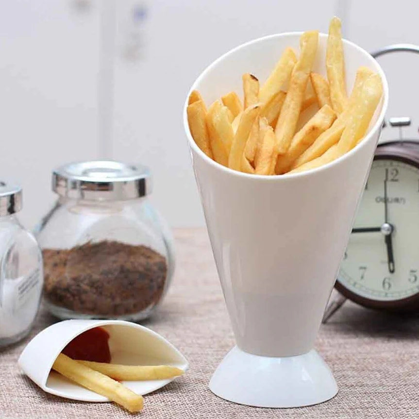 French Fries Cup potato Fries Holder with ketchup Holder for Sauce (Random Color )