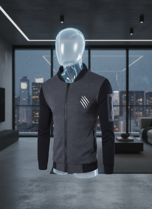 New Winter Collection Charcoal Grey Printed Zipper Jacket for Men &amp; Boys �Premium French Fleece, Smart Fit, Stylish &amp; Comfortable Winter Wear - Medium