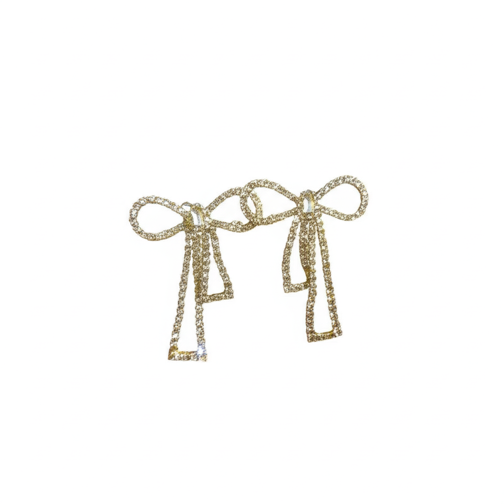 PQT-985 Touch Of Glamour To Your Look With These Bow Shape Zircon Korean Earrings �Color Golden