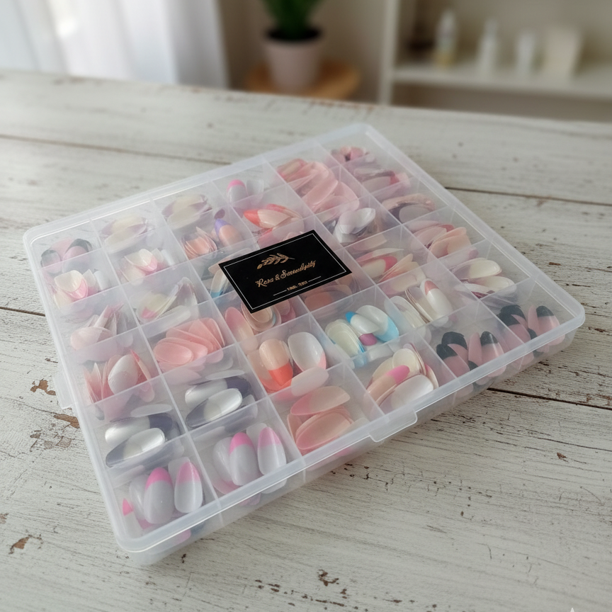 288 Pcs French Nails Set �Multicolor ABS Plastic Nail Tips, Smooth &amp; Even Coverage, Durable, Easy-to-Apply, Perfect for DIY &amp; Professional Manicures