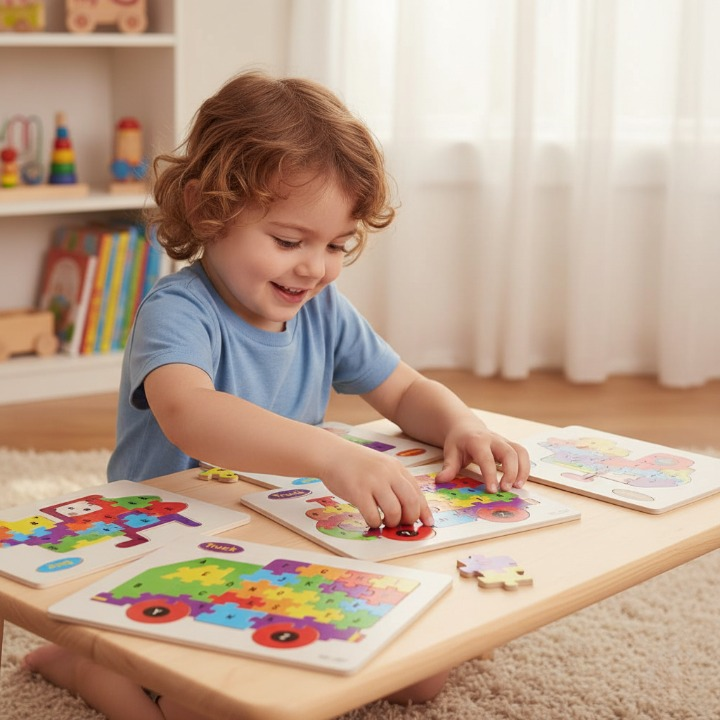 Wooden Alphabet Puzzle Board �Premium A-Z English Letters Learning Toy for Kids, Early Literacy, Cognitive Development, and Creative Play