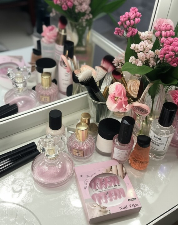 Luxury Pink Nail Tips Set �12 PCS False Nails with Glitter &amp; Rhinestone Design | Elegant Salon-Style Press-On Nails for Parties, Weddings &amp; Everyday Fashion