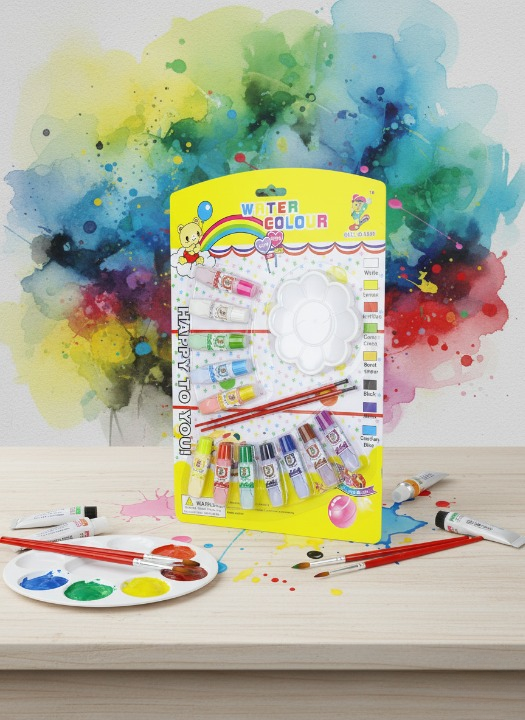 Water Color Painting Set with Brushes and Palette �Vibrant Watercolor Paints, High-Quality Brushes, and Mixing Palette for Artists, Students, and Hobbyists
