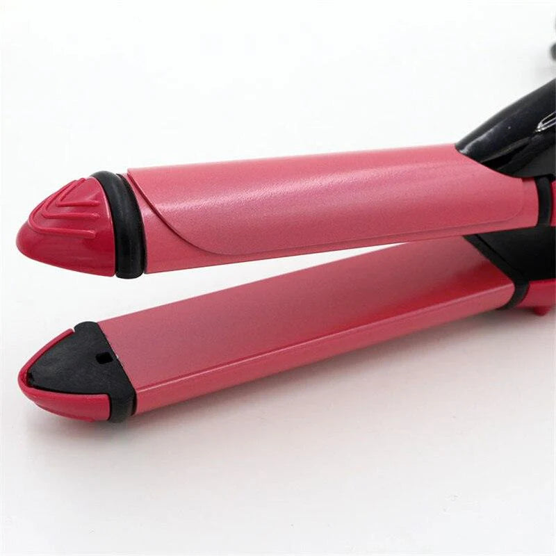 2-in-1 Nova Hair Straightener and Curler �Dual-Use Styling Tool with Quick Heat-Up Technology, Ceramic Plates for Smooth Straightening &amp; Effortless Curls Model-NH-2009 �Portable, Lightweight, Ideal for Home or Travel Use