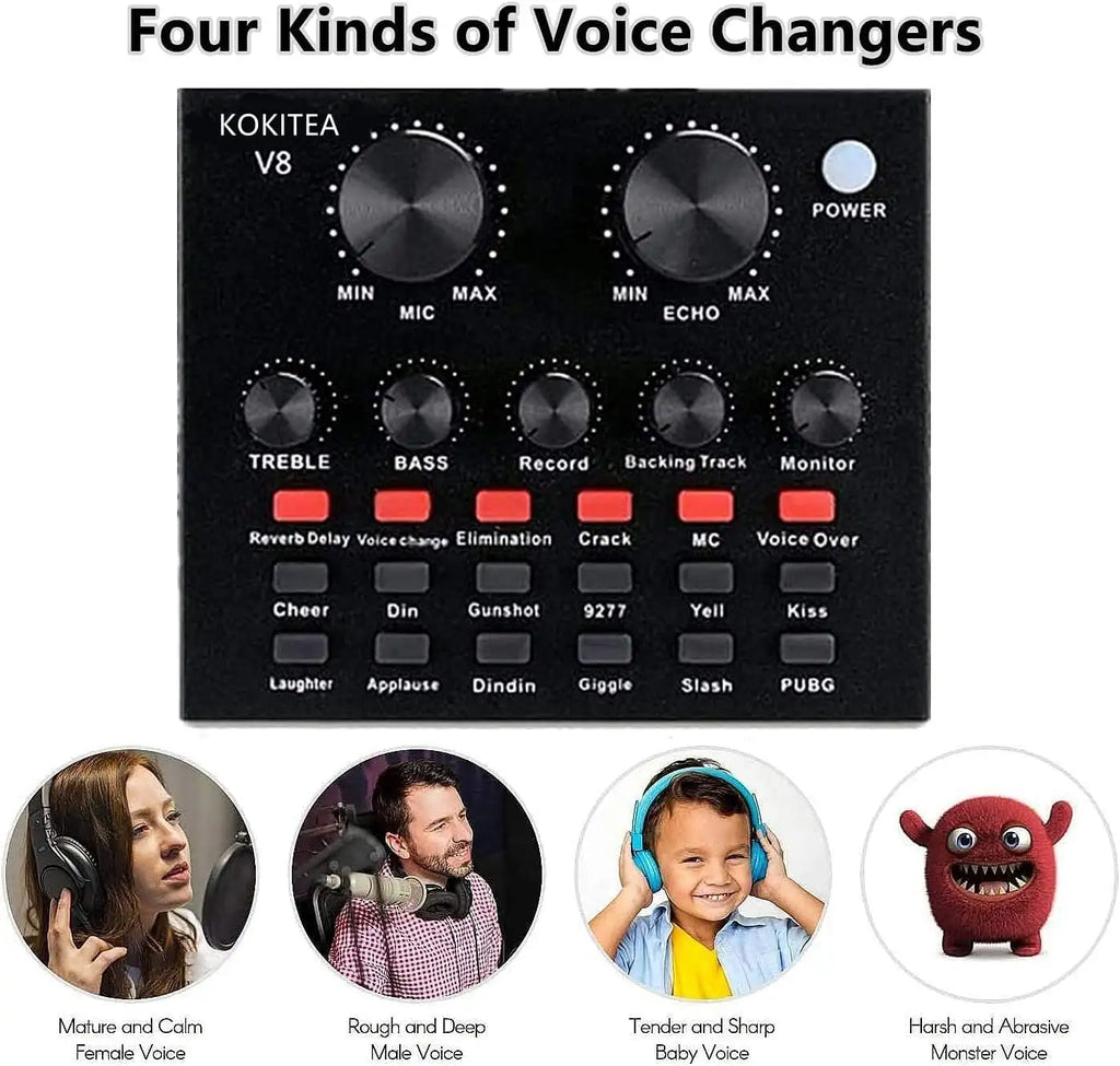 Podcast Mic Set With Live Sound Card,condenser Microphone With Rechargeable 12 Kinds Of Auxiliary Background For Karaoke Singing, Youtube Recording