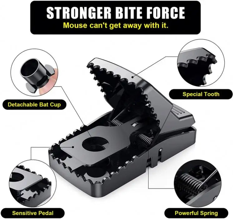 Best Seller  Catcher Automatic Spring Reusable Plastic Black Rat Mice Mouse Traps