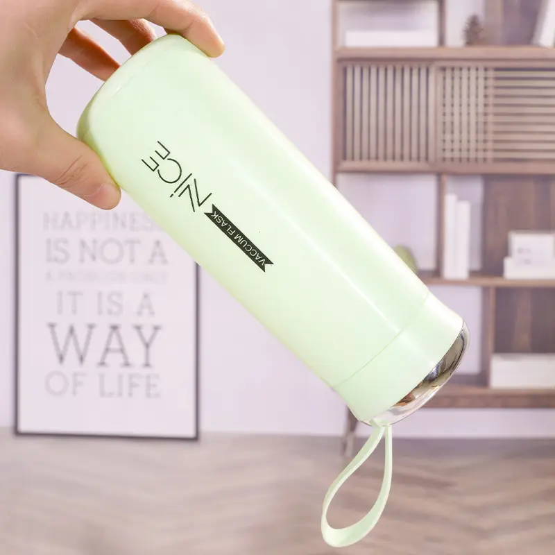 Nice Glass Bottle Water Mini Flask Bottle With Vaccum Flask And Loop Temperature Resistant,400ml (random Colors)