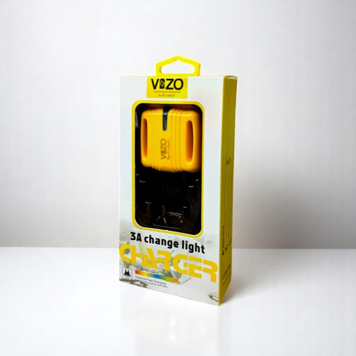 3A Light Change Charger with 2 USB Ports &amp; Built-in Micro USB Cable | Best Quality Charger For Android | Vizo 3A Charger