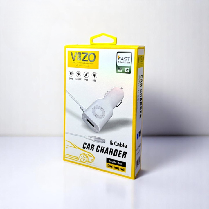Diamond Car Charger with Built-in Micro Cable &amp; LED Light | Car Charger - Micro Cable Charger
