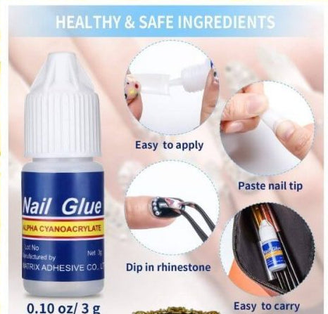 Pack of 5 �Strong Nail Glue for Nail Art, Decorations &amp; Artificial Nails �Quick-Drying Adhesive for Press-Ons, Nail Tips, Rhinestones &amp; DIY Manicure