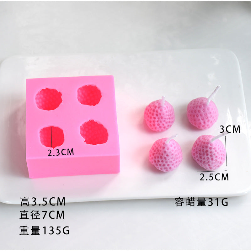 Pink 3D Strawberry Silicone Candles Mold for Home & Party Use