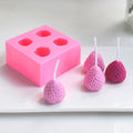 Pink 3D Strawberry Silicone Candles Mold for Home & Party Use
