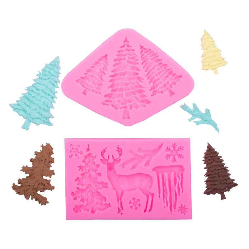 Silicone Christmas Tree Molds Pink 2-Pack