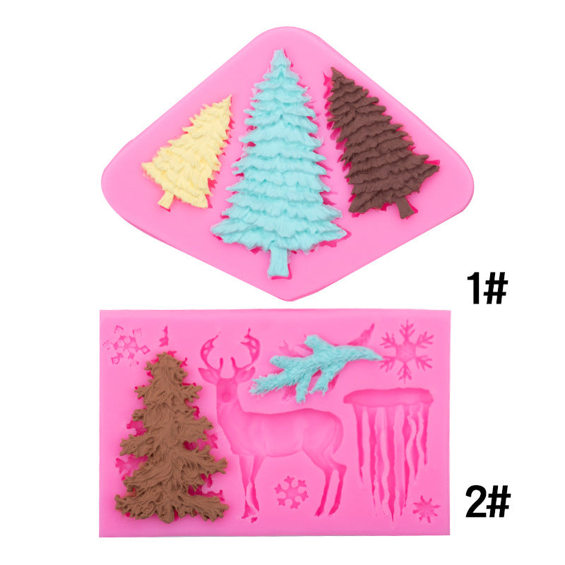 Silicone Christmas Tree Molds Pink 2-Pack