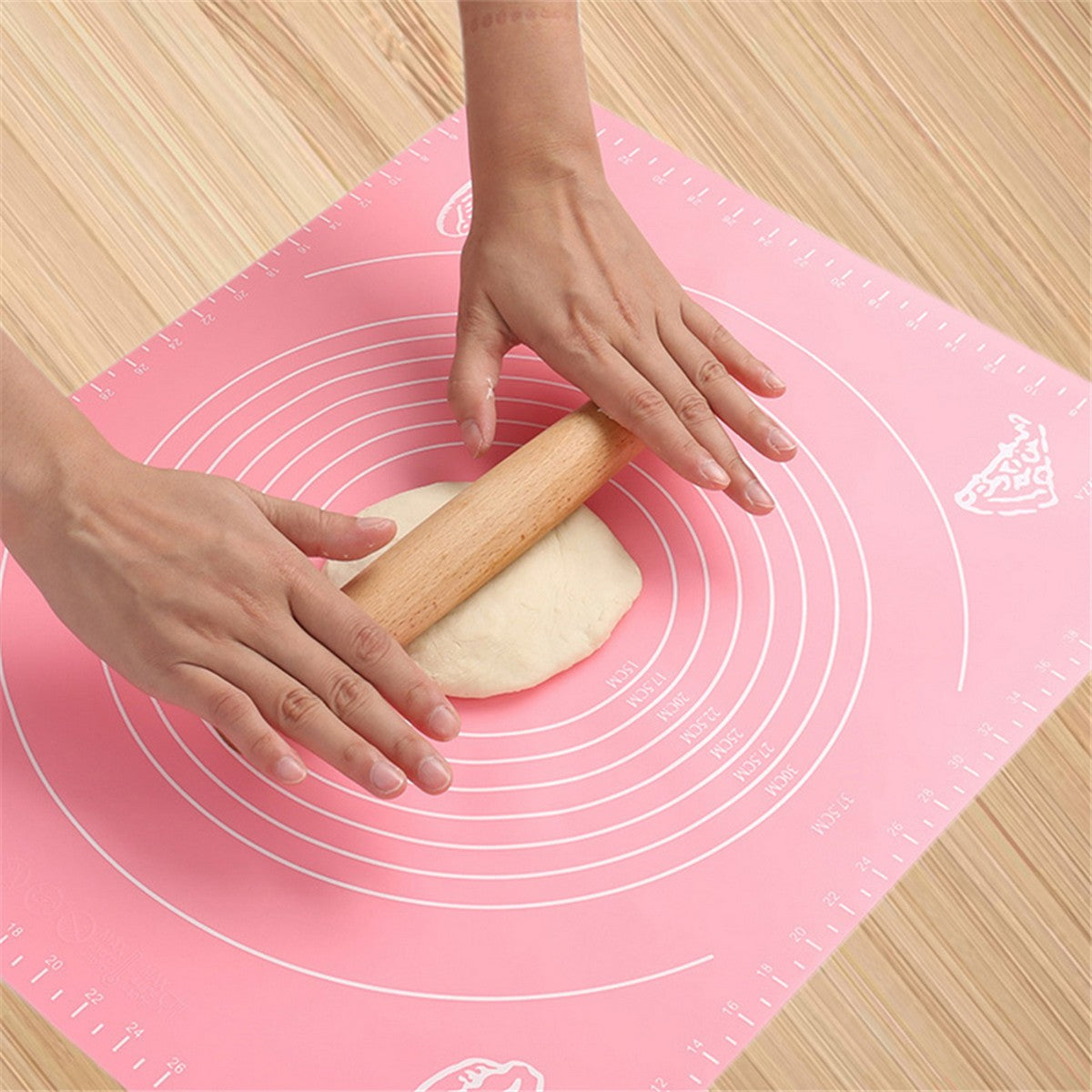 Silicone Baking Roti Mat With Measurements Heat Resistant | Non Stick Flour Rolling Mat | Baking Kneading Dough Pad - Big Size (Random Color)