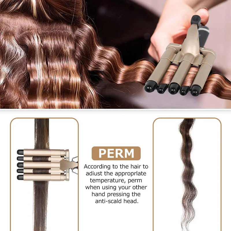 MO-6003  hair curler Professional Hair Straightener for Curly and Wavy Hair 5 Tubes