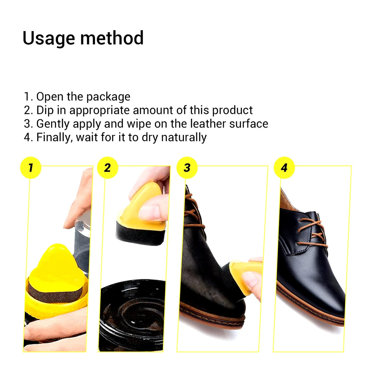Black Leather Shoe Polish Cream with Sponge – photo 1