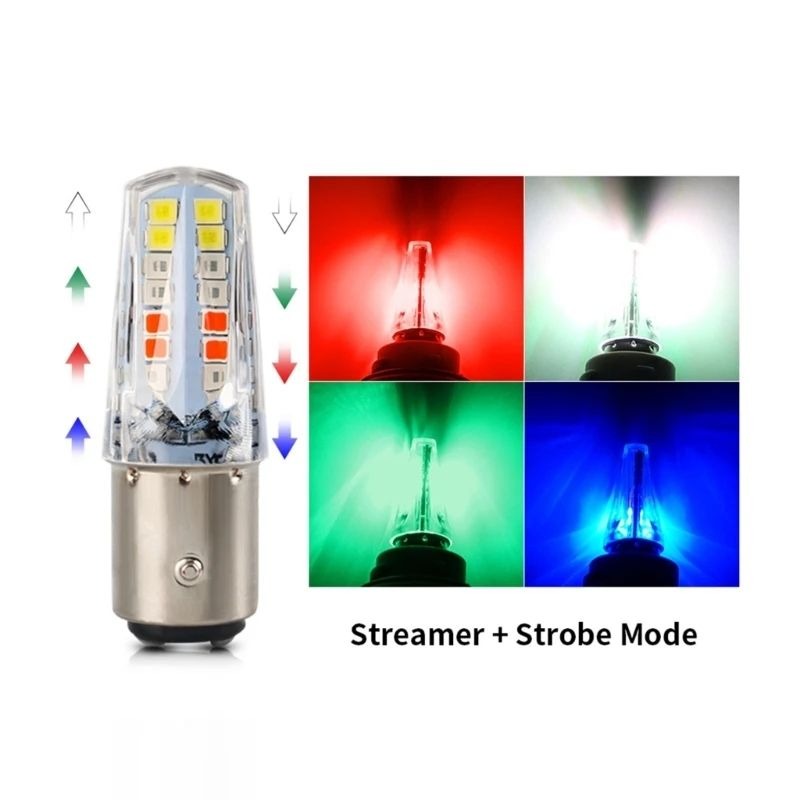 Pack of 2 �Headlight &amp; Backlight Bulb | Yellow/White Beam + Red/Blue Flasher | Universal for All Bikes