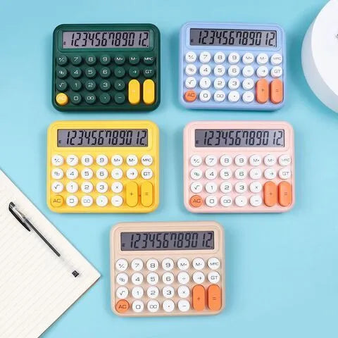 12 digits Keyboard Style Calculator | Mechanical Buttons for Desktop financial accounting cell operated (random color)