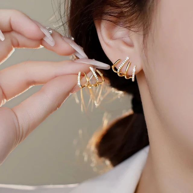 W Shape Zircon Korean Earring Cuff Earrings – photo 1