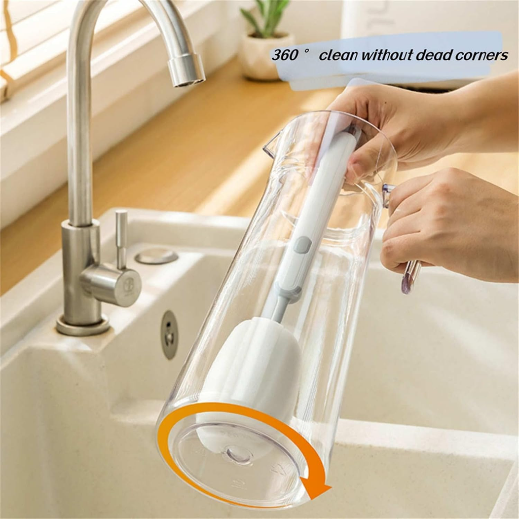 Long Handle Cup Cleaner Brush - Sponge Bottle Cleaner Brush for Cups, Water Bottles ( Random Color)