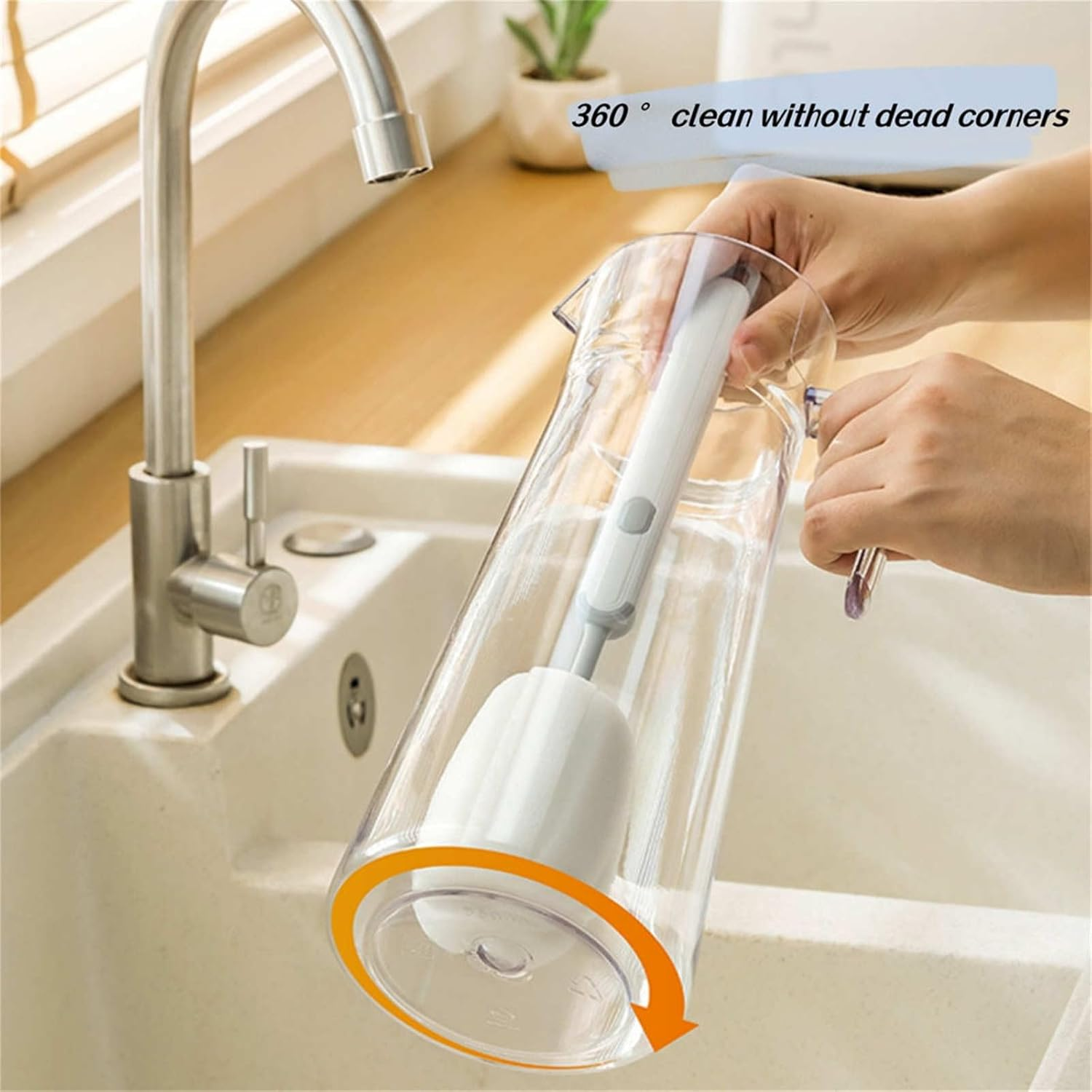 Long Handle Cup Cleaner Brush - Sponge Bottle Cleaner Brush for Cups, Water Bottles ( Random Color)