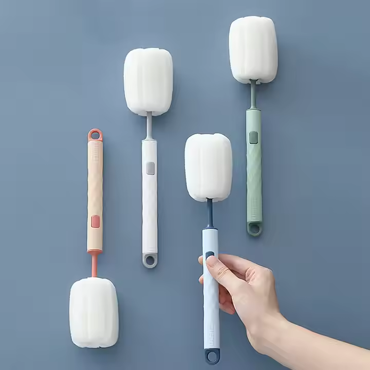 Long Handle Cup Cleaner Brush - Sponge Bottle Cleaner Brush for Cups, Water Bottles ( Random Color)