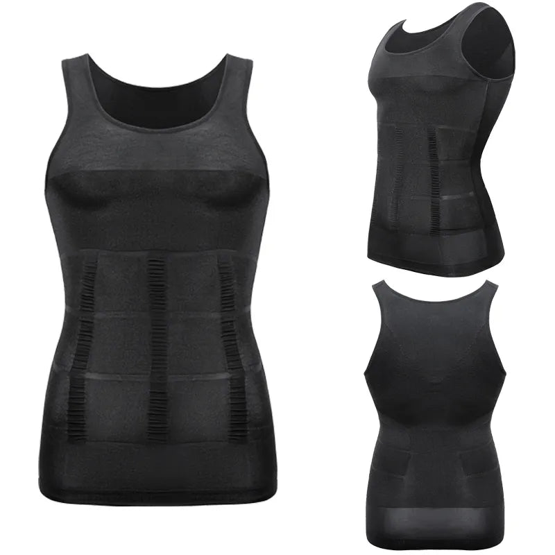 Slim n Fit Body Shaper Vest Shirt - Tank Top Sleeveless Shapewear For Men - Black (XL)