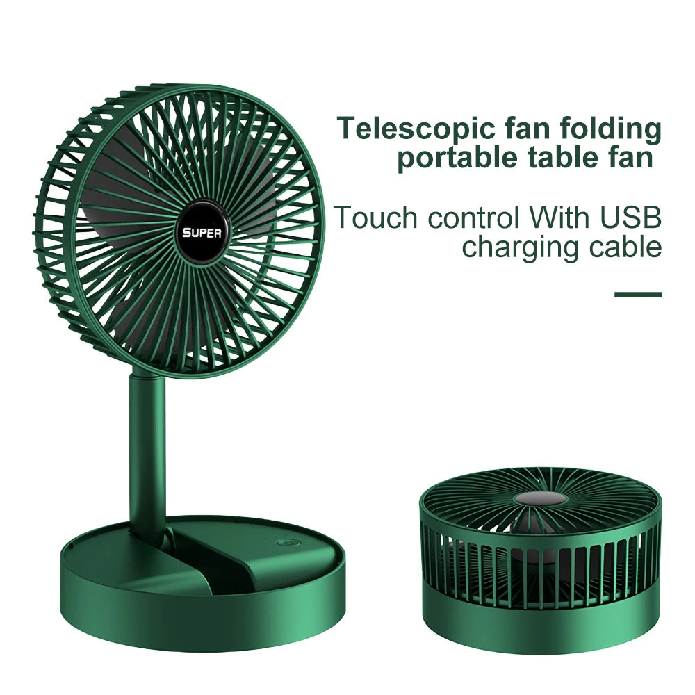 Rechargeable - Portable Telescopic Folding Fan Table Desk Fan | 3 Speeds Adjustable height Fan (Random color)