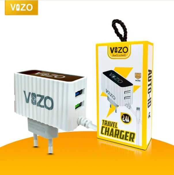 Kw300 2.4A Fast Travel Charger | Android Phone Charger with Data Cable -KW300 �Dual USB Wall Charger with Built-in Micro USB Cable - Charger For Mobile Phone