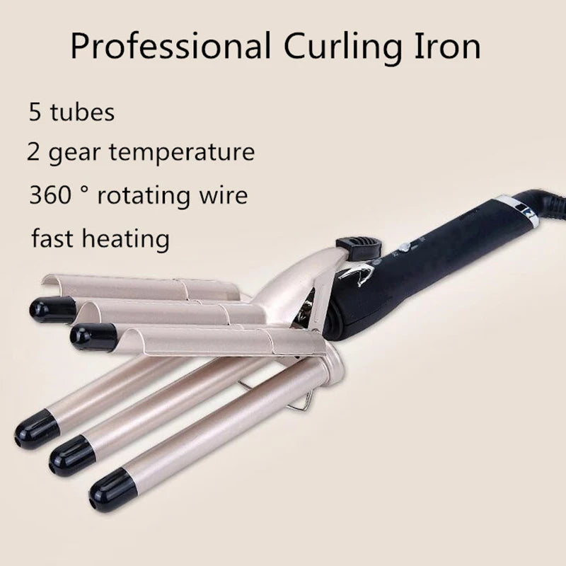 MO-6003  hair curler Professional Hair Straightener for Curly and Wavy Hair 5 Tubes