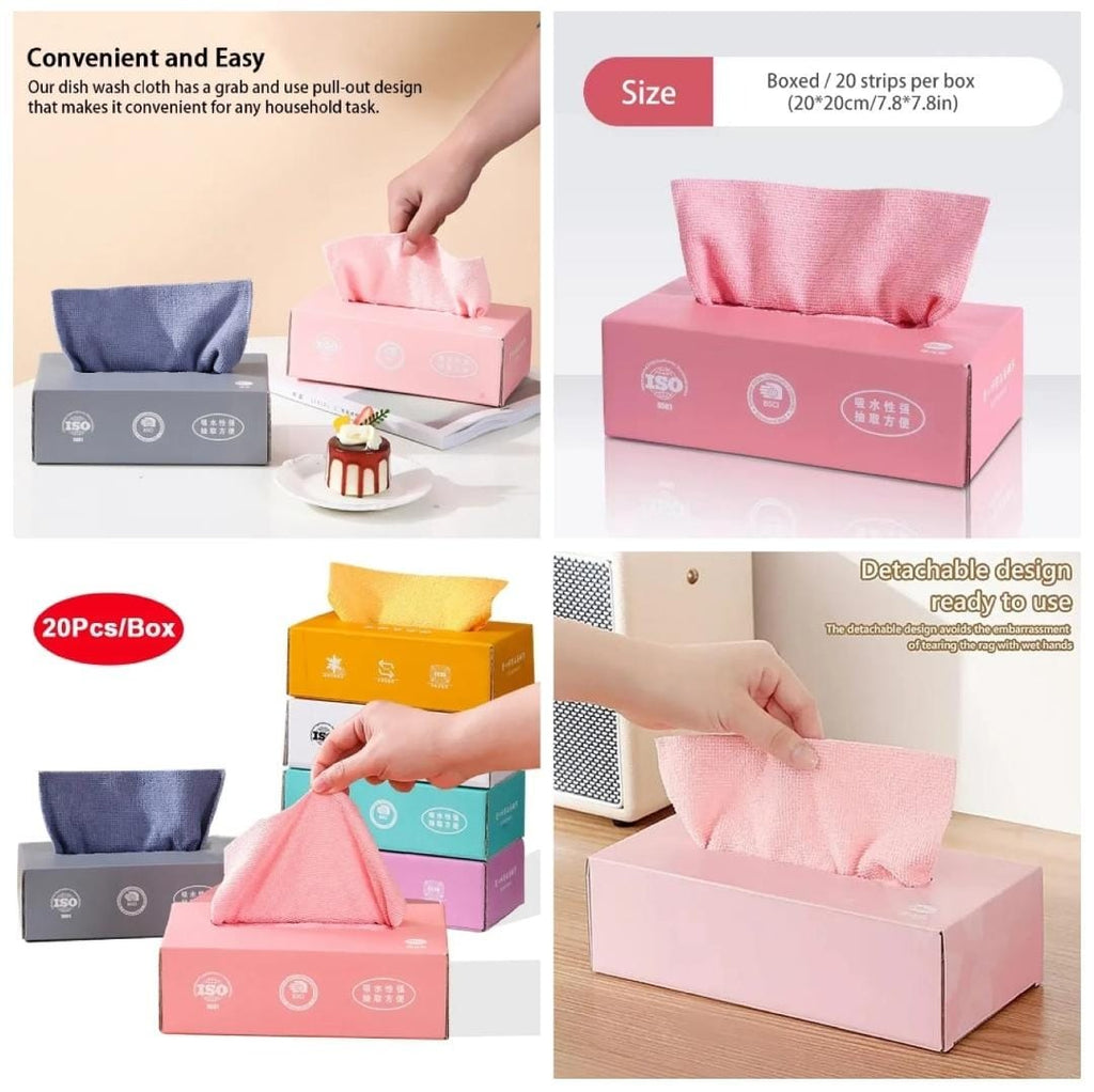 Microfiber Towel Reusable Pack of 20 Pcs Box Random Color