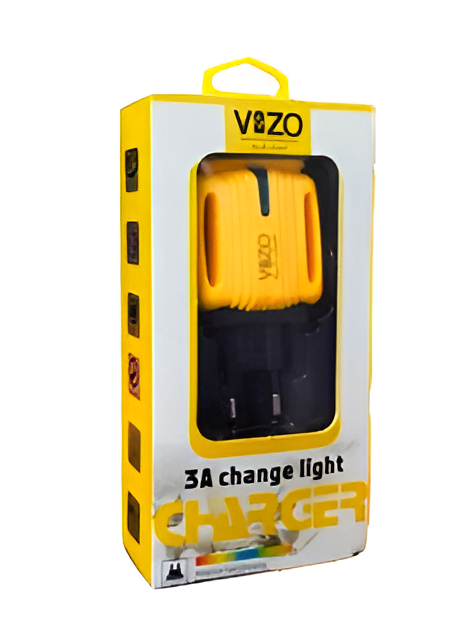 3A Light Change Charger with 2 USB Ports &amp; Built-in Micro USB Cable | Best Quality Charger For Android | Vizo 3A Charger
