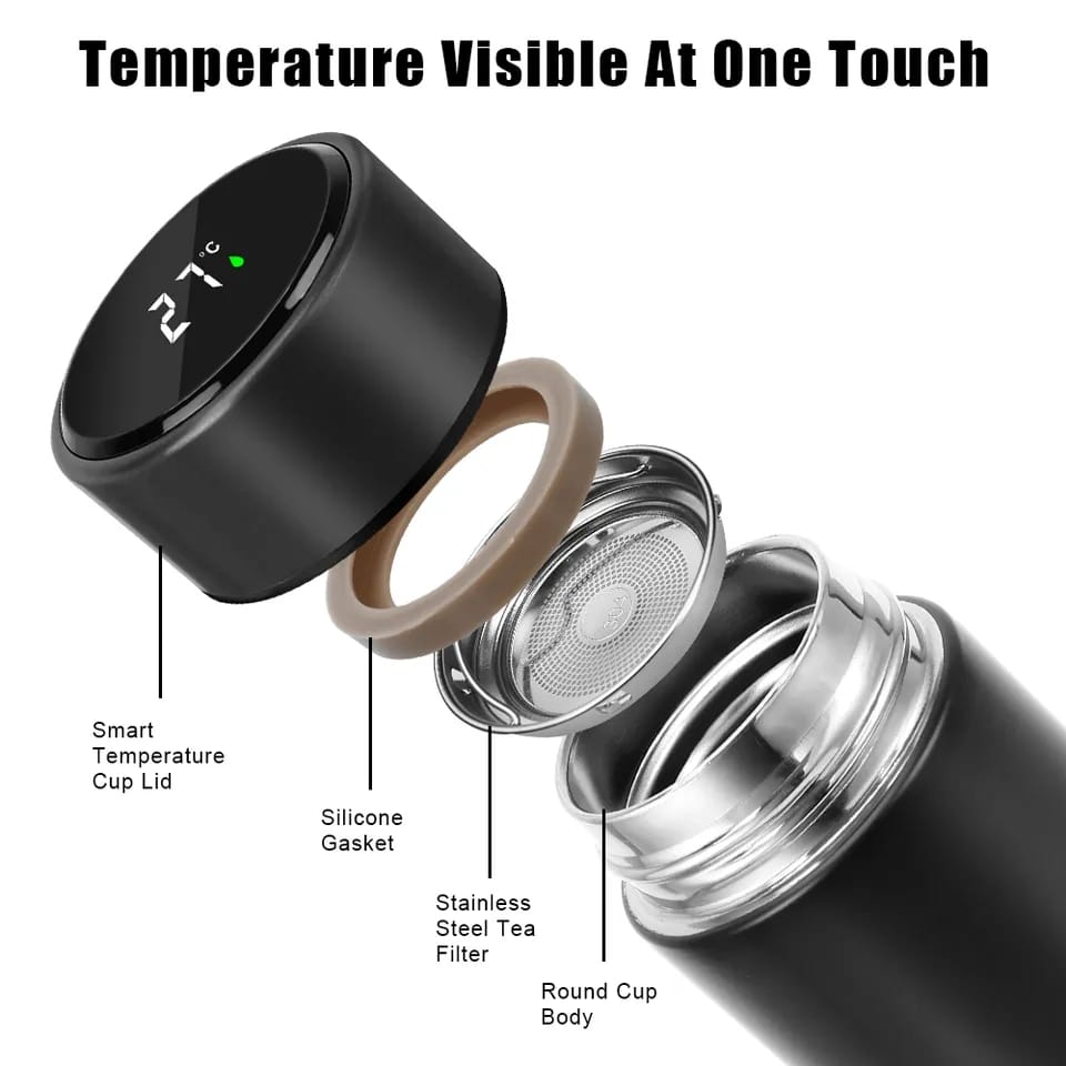 Temperature Display Indicator Insulated Stainless Steel Hot &amp; Cold Flask Bottle (Random Color) (500 ML )