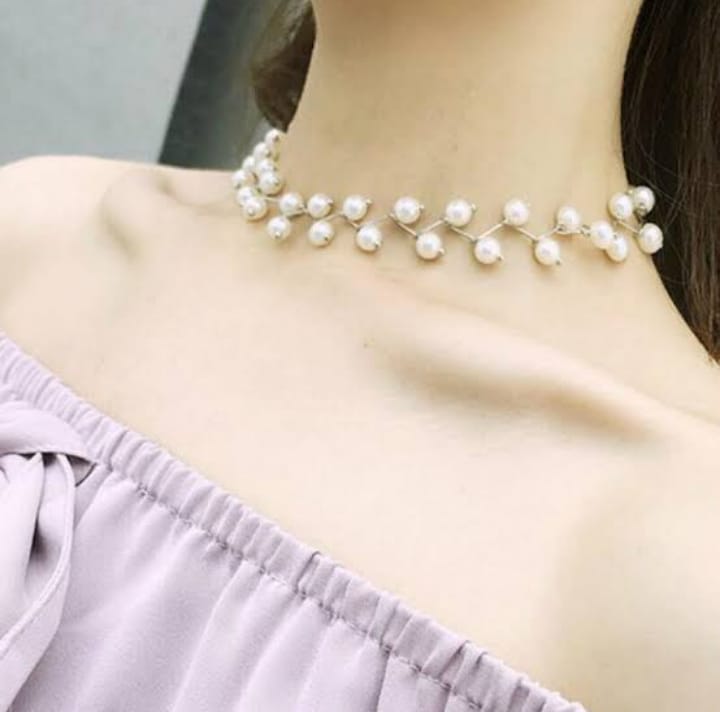 Zig Zag White Choker With Earrings – photo 2