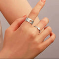 2pc Golden Trendy Star Couple Ring - golden