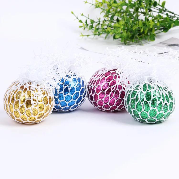 Fidget Squeeze Anti Stress Mesh Squishy Ball Squeeze Grape Ball (pack of 3)(random color)