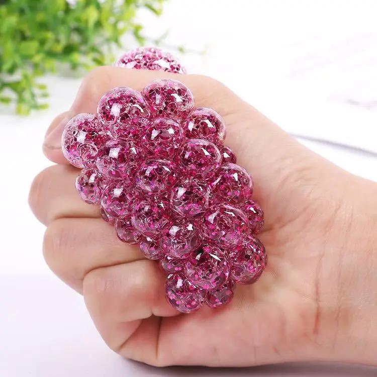 Fidget Squeeze Anti Stress Mesh Squishy Ball Squeeze Grape Ball (pack of 3)(random color)