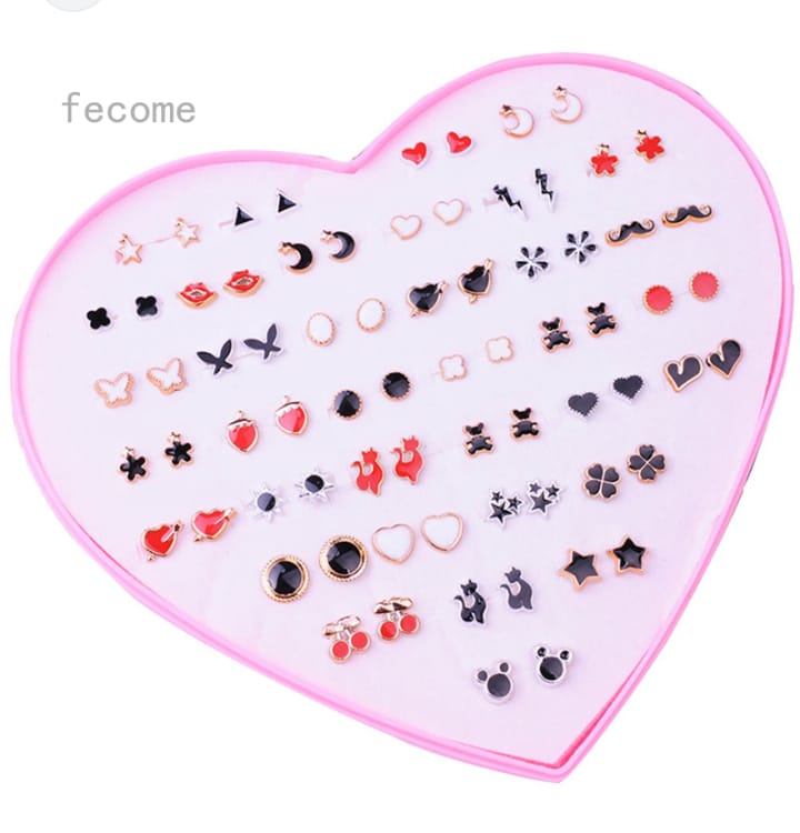 36 Pairs Of Random Beautiful Ear studs  Silicon Back  With Back Stopper