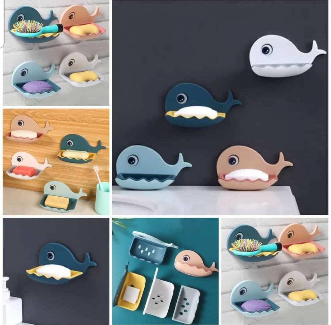 Fish-Shaped Double-Layer Adhesive Waterproof Soap Bar Holder Stand Rack For Bathroom, Shower, And Kitchen Walls (Pieces 1)( random color)