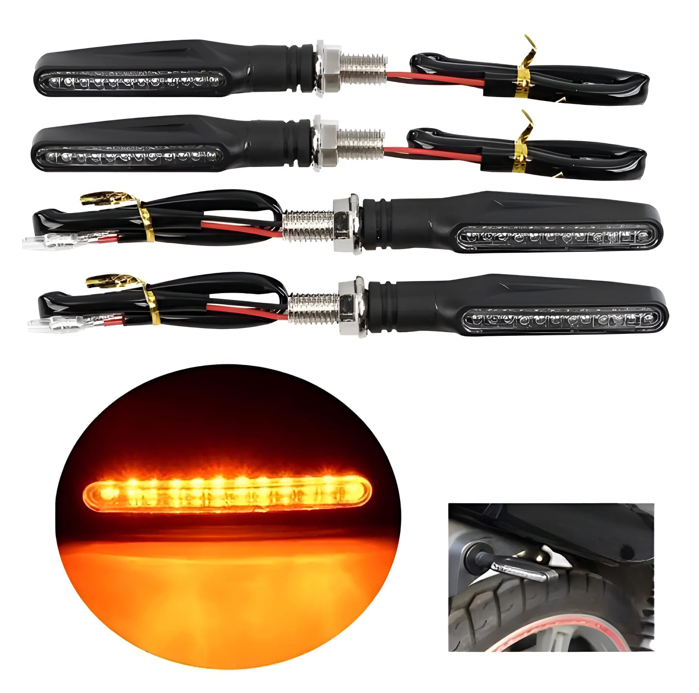 Pack of 1 pair(2pcs) - Audi Flow Style Led Motorcycle Turn Signals Indicator Amber Light