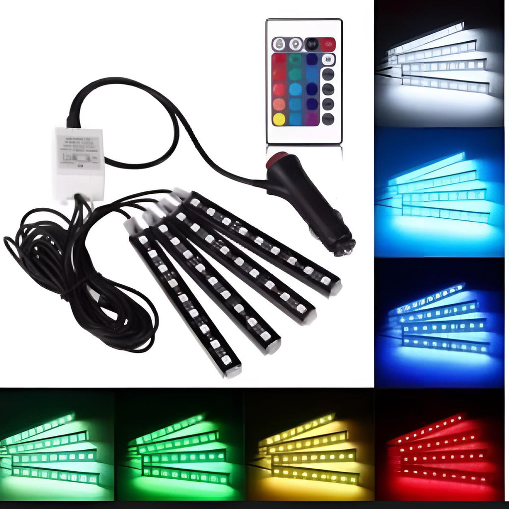 Interior light (with remote) 12 led RGB LIGHT strip Without button for bike/car/jeeb and all vehicles  (With Box Packing)