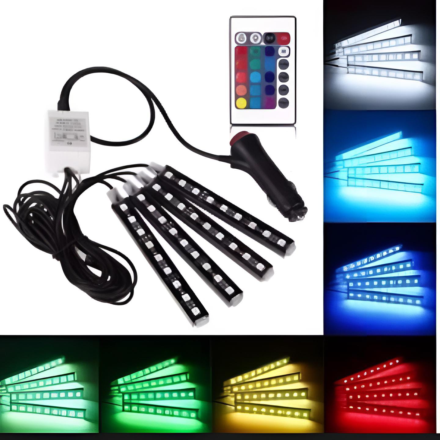 Interior light (with remote) 12 led RGB LIGHT strip Without button for bike/car/jeeb and all vehicles  (With Box Packing)