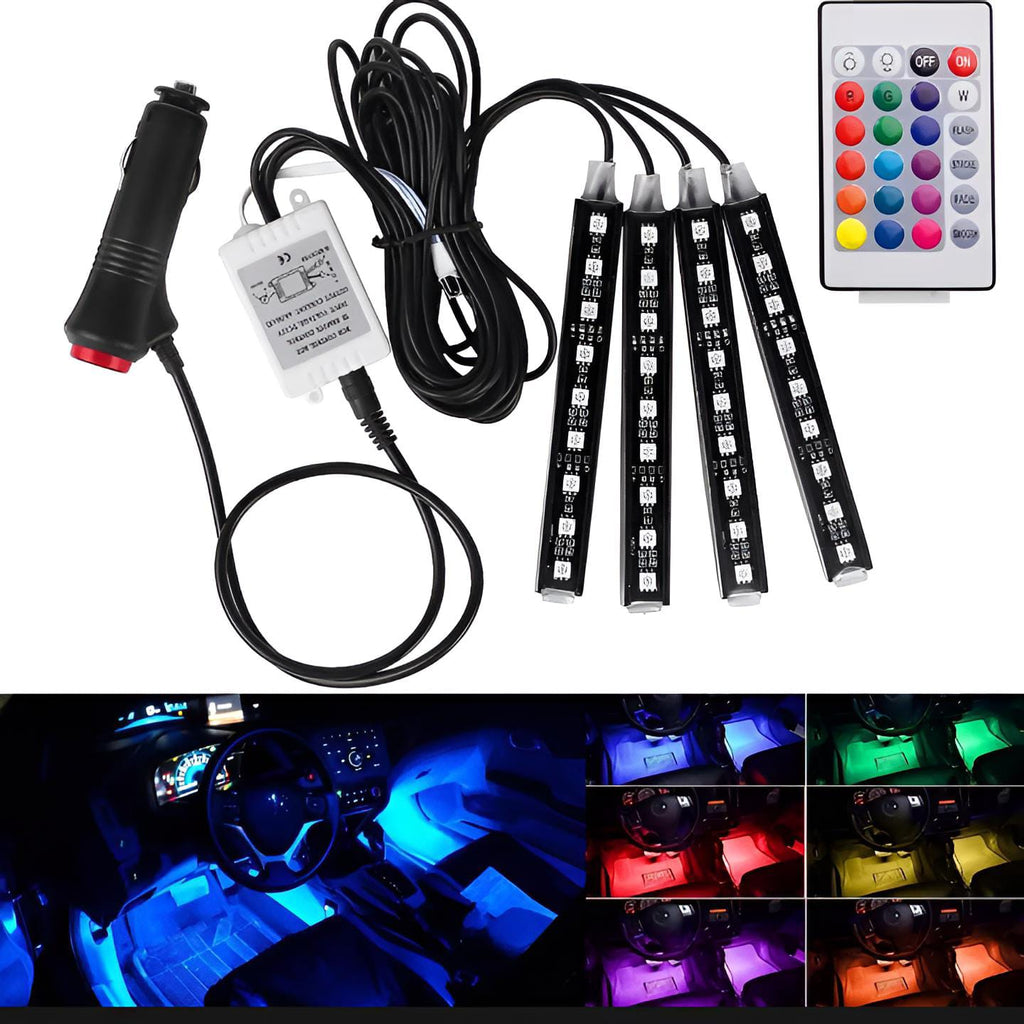 Interior light (with remote) 12 led RGB LIGHT strip Without button for bike/car/jeeb and all vehicles  (With Box Packing)