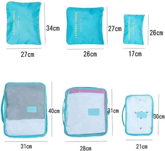 6pcs/Set Travel Storage Bag Portable Luggage Organizer Clothes Tidy Pouch Zip Cube Luggage Toiletry Bag Organizer Pouch Home Organization - Multi (random colors)