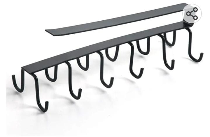 10 hooks Mug Cups Wine Glasses Storage Hooks Kitchen Utensil Ties Belt and Scarf Organizer Hanging Hook Rack Holder Under Cabinet Closet (random color )