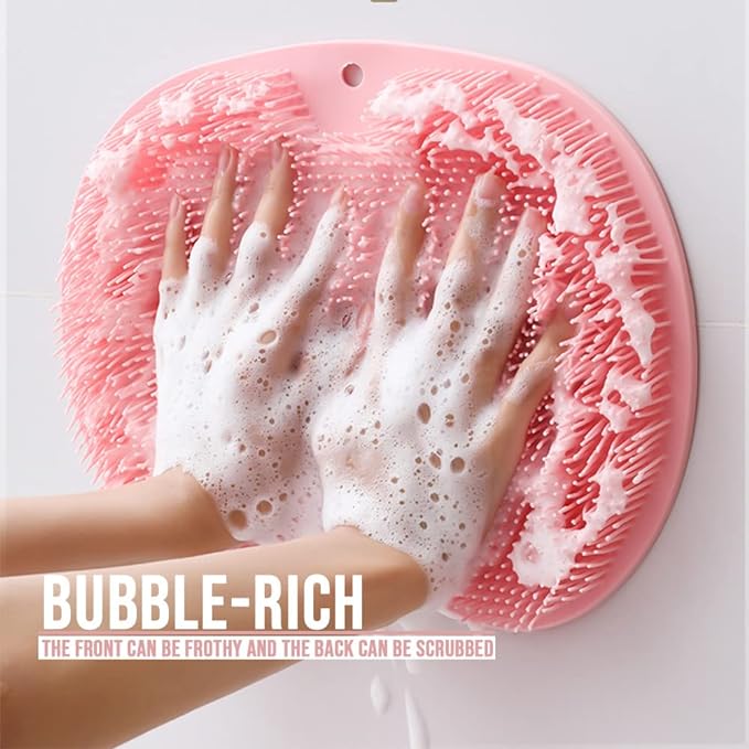 Shower Foot &amp; Back Scrubber Mat, Wall Stick Suction Silicone Bathroom Scrubber (Random?color)