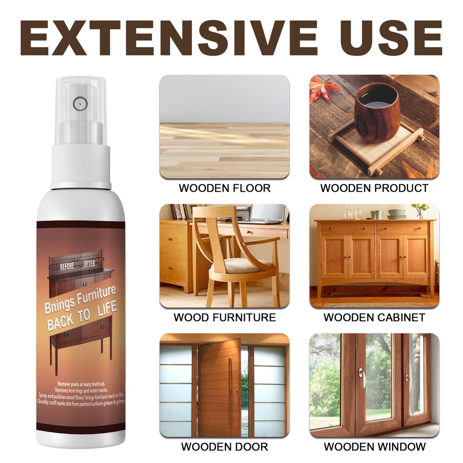250ML Natural Micro-molecular Spray �Multipurpose Beeswax Furniture Polish Spray For Wood Polish Furniture Care Bee Wax Spray Essential Oil Wax